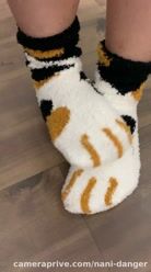 Keeping my little feet warm with fluffy socks #footfetish